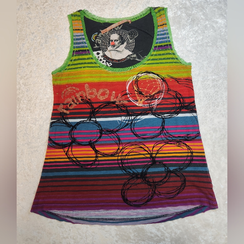 Desigual Rainbow Multicolor Womens Top- Size Small